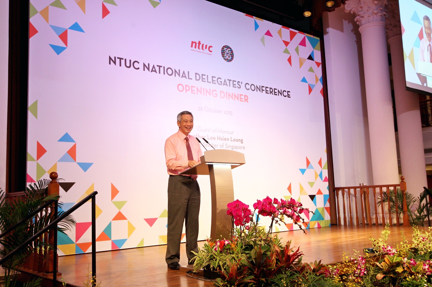 Prime Minister Lee Hsien Loong at the National Delegates Conference Opening Dinner on 26 Oct 2015 (MCI Photo by Chwee)