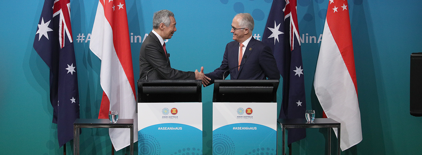 PM Lee Hsien Loong at the Singapore-Australia Leaders’ Summit Joint Press Conference with Australian PM Malcolm Turnbull on 16 Mar 2018 (MCI Photo by Chwee)	