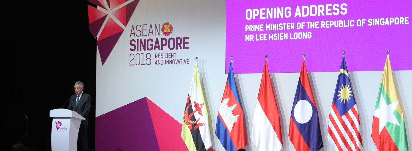 PM Lee Hsien Loong delivering the Opening Remarks of the 50th ASEAN Economic Ministers Meeting on 29 August 2018.