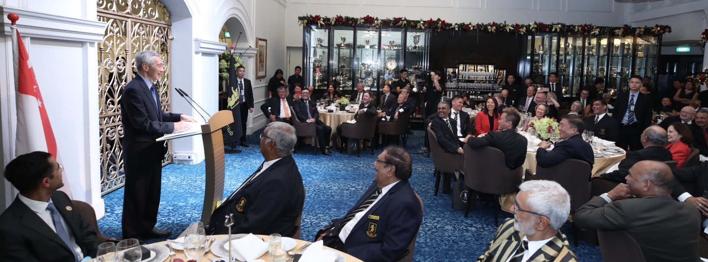 PM Lee Hsien Loong at the Singapore Cricket Club Dinner on 5 Dec 2019. 