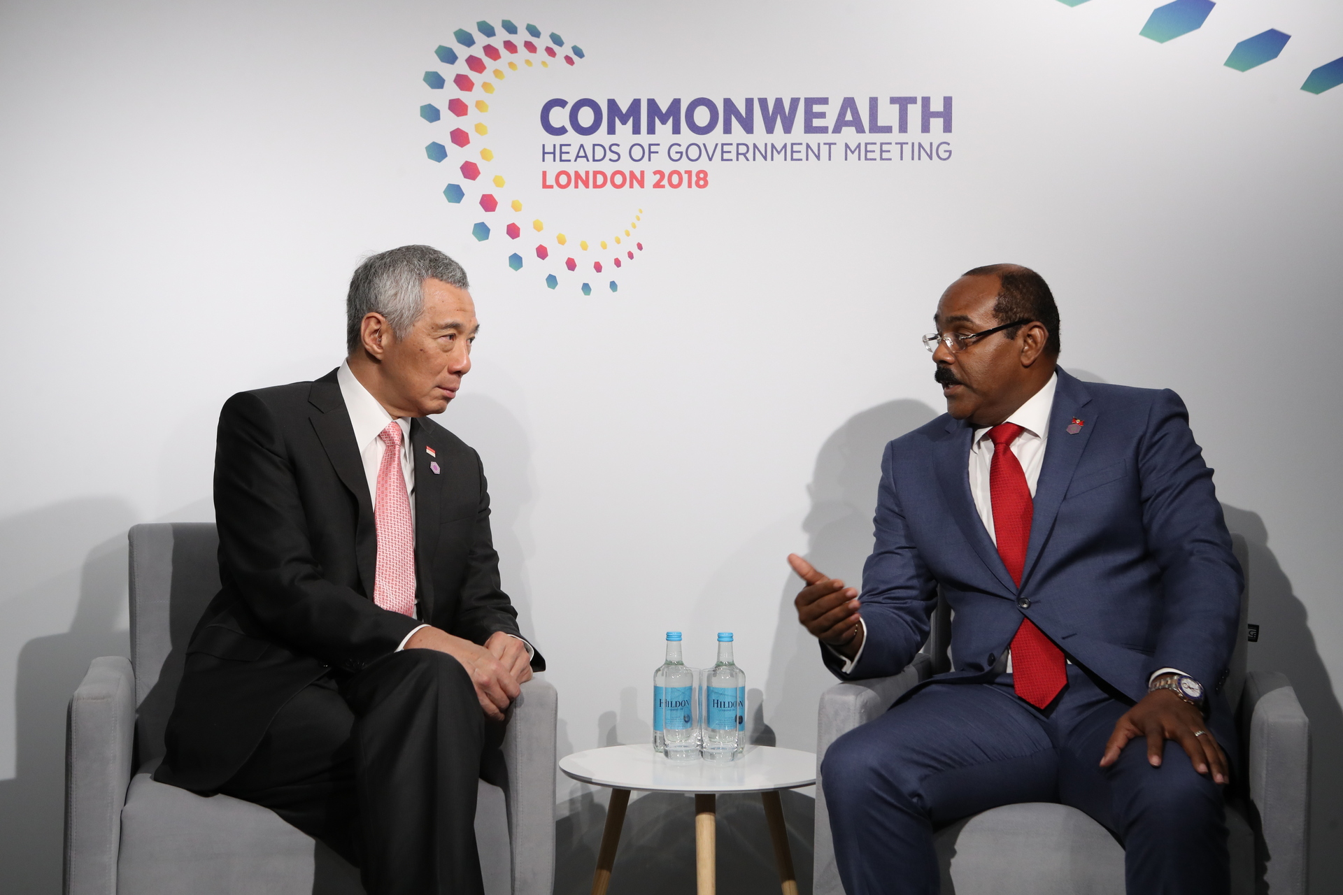 PM Lee Hsien Loong with Antigua and Barbuda PM Gaston Browne