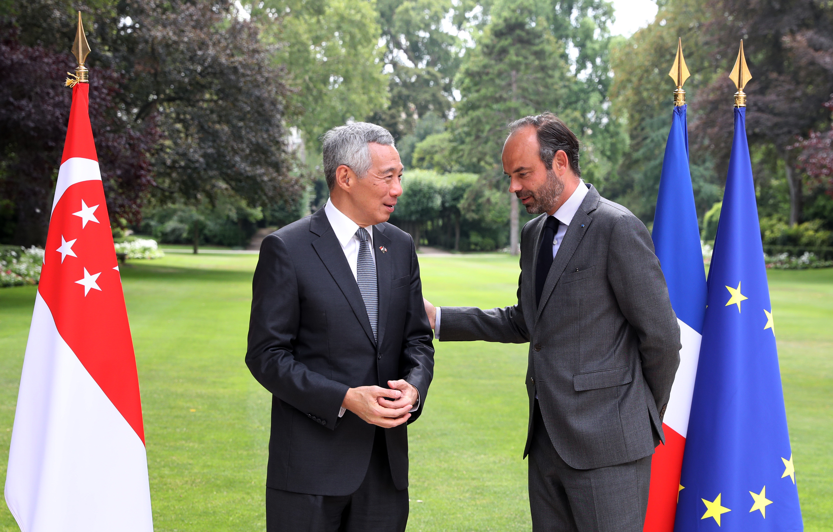 PM Lee Hsien Loong meeting French PM Édouard Philippe on 13 Jul 2018 (MCI Photo by Fyrol)
