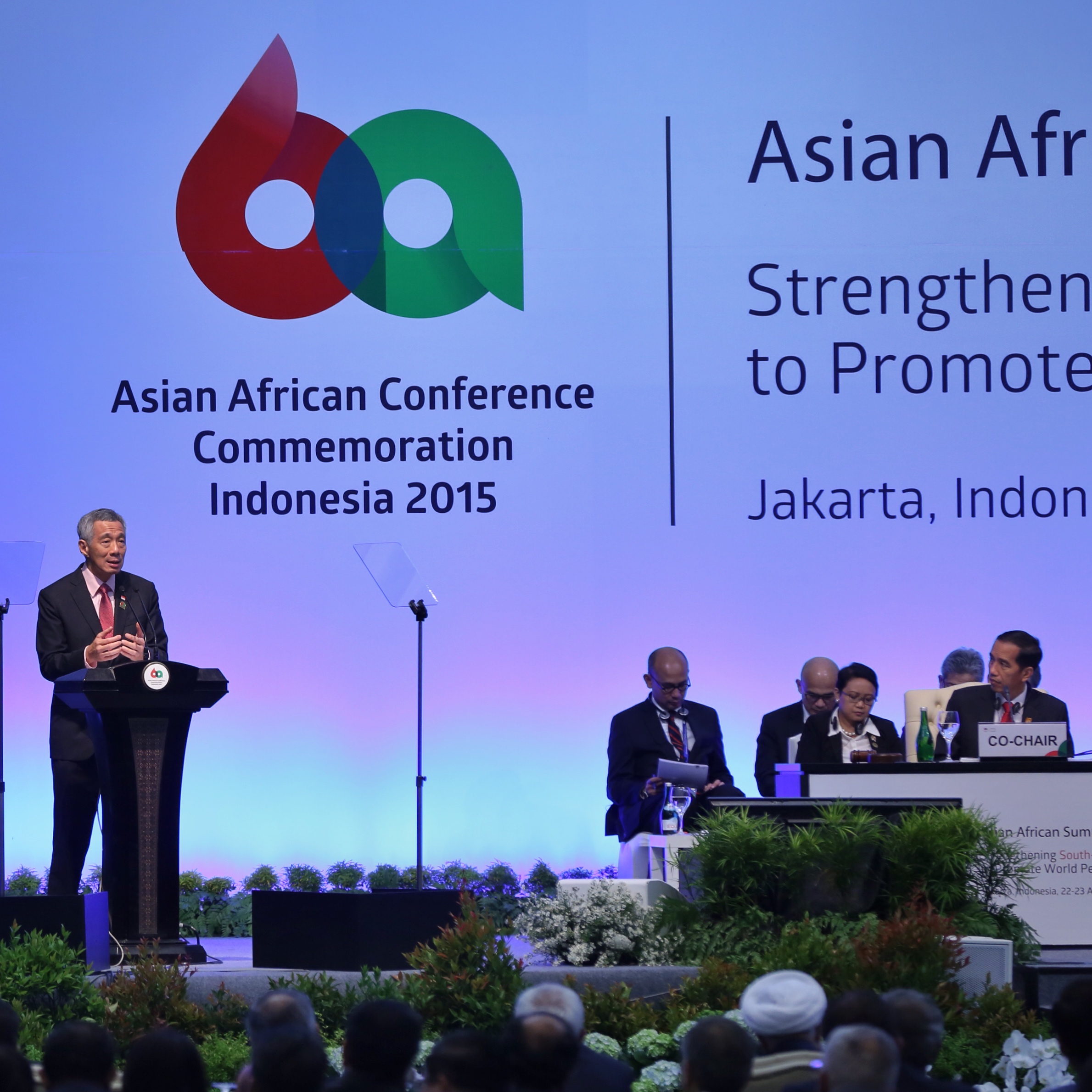 Prime Minister Lee Hsien Loong speaks at the Asian-African Summit in Jakarta, Indonesia, on 22 April 2015.