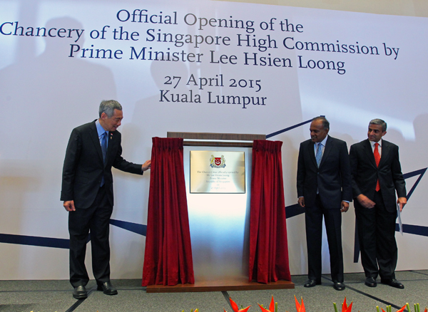Prime Minister Lee Hsien Loong at the Official Opening of The Chancery of the Singapore High Commission in Kuala Lumpur, Malaysia on 27 April 2015 (MCI Photo by Kenji Soon)