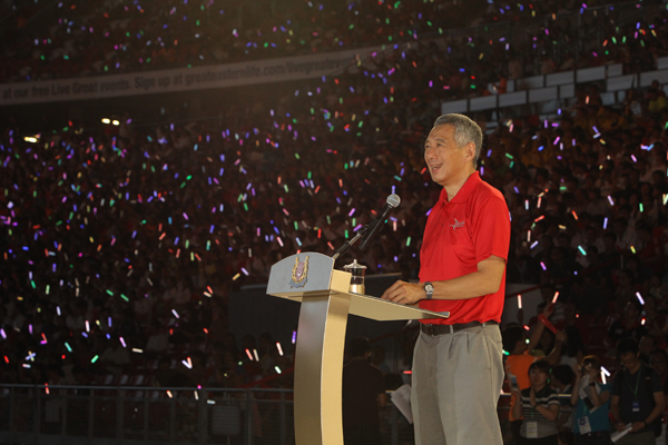 Prime Minister Lee Hsien Loong at Youth Celebrate! at the Sports Hub on 26 Jul 2015 (MCI Photo by Chwee)