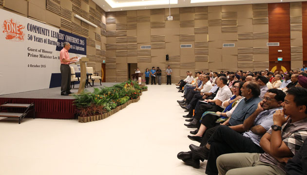 Prime Minister Lee Hsien Loong at the OnePeople.Sg Leaders Conference on 4 Oct 2015 (MCI Photo by Chwee)