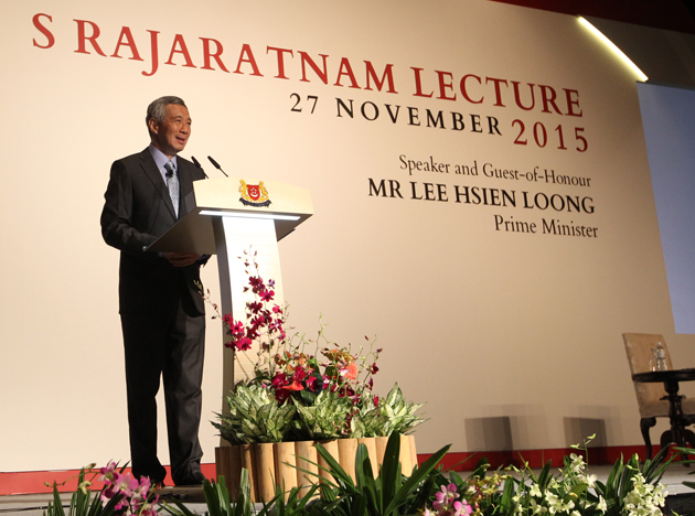 Prime Minister Lee Hsien Loong at the 8th S Rajaratnam Lecture on 27 Nov 2015 (MCI Photo by Chwee)
