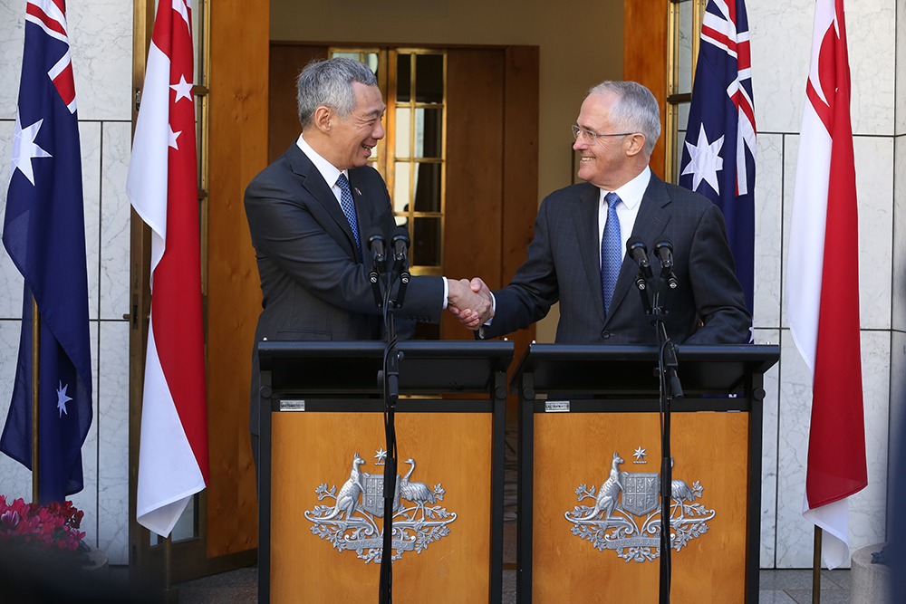 PM Lee Hsien Loong at Joint Press Conference with PM Malcolm Turnbull in Canberra, Australia