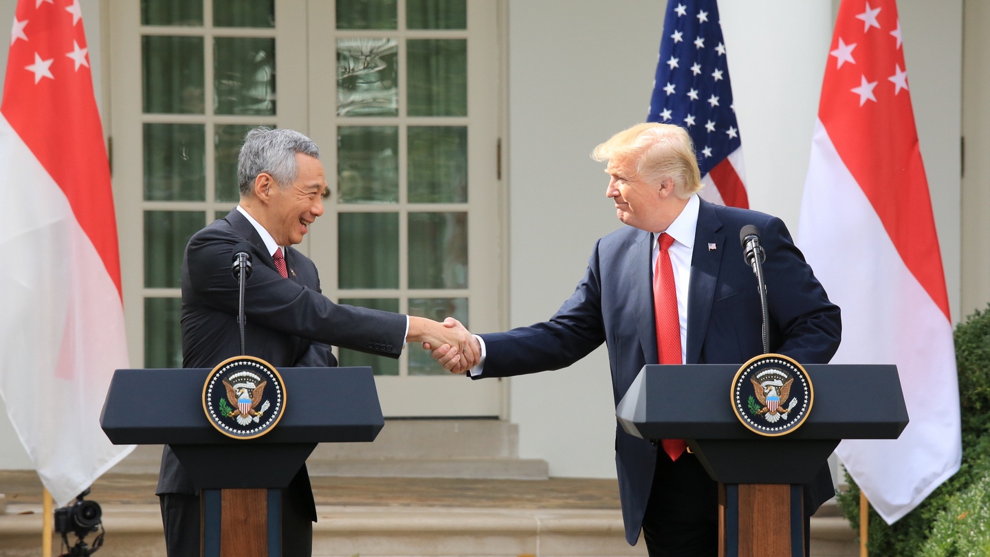 PM Lee Hsien Loong and US President Donald Trump at the Joint Press Conference