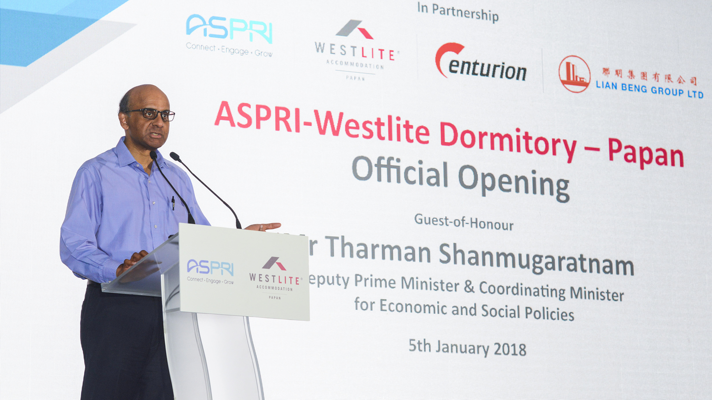 DPM Tharman at the Official Opening Ceremony of Aspri-Westlite Dormitory - Papan