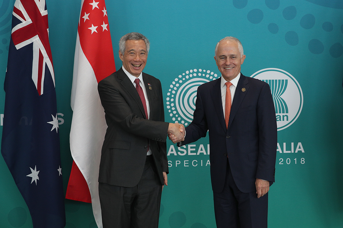 PM Lee Hsien Loong at the Singapore-Australia Leaders’ Summit Joint Press Conference with Australian PM Malcolm Turnbull on 16 Mar 2018 (MCI Photo by Chwee)