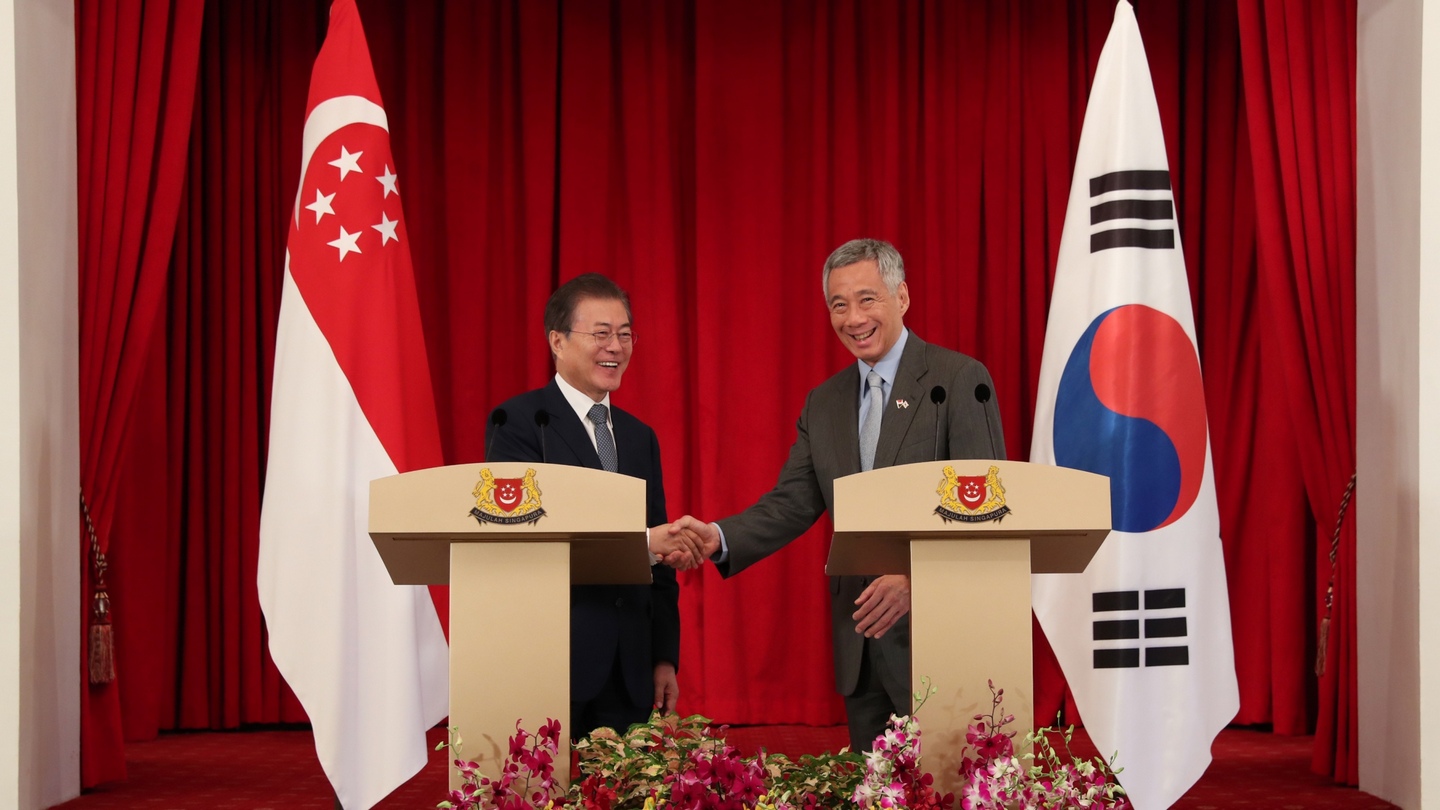 PM Lee Hsien Loong and Republic of Korea President Moon Jae-in hold a Joint Press Conference at the Istana on 12 July 2018.