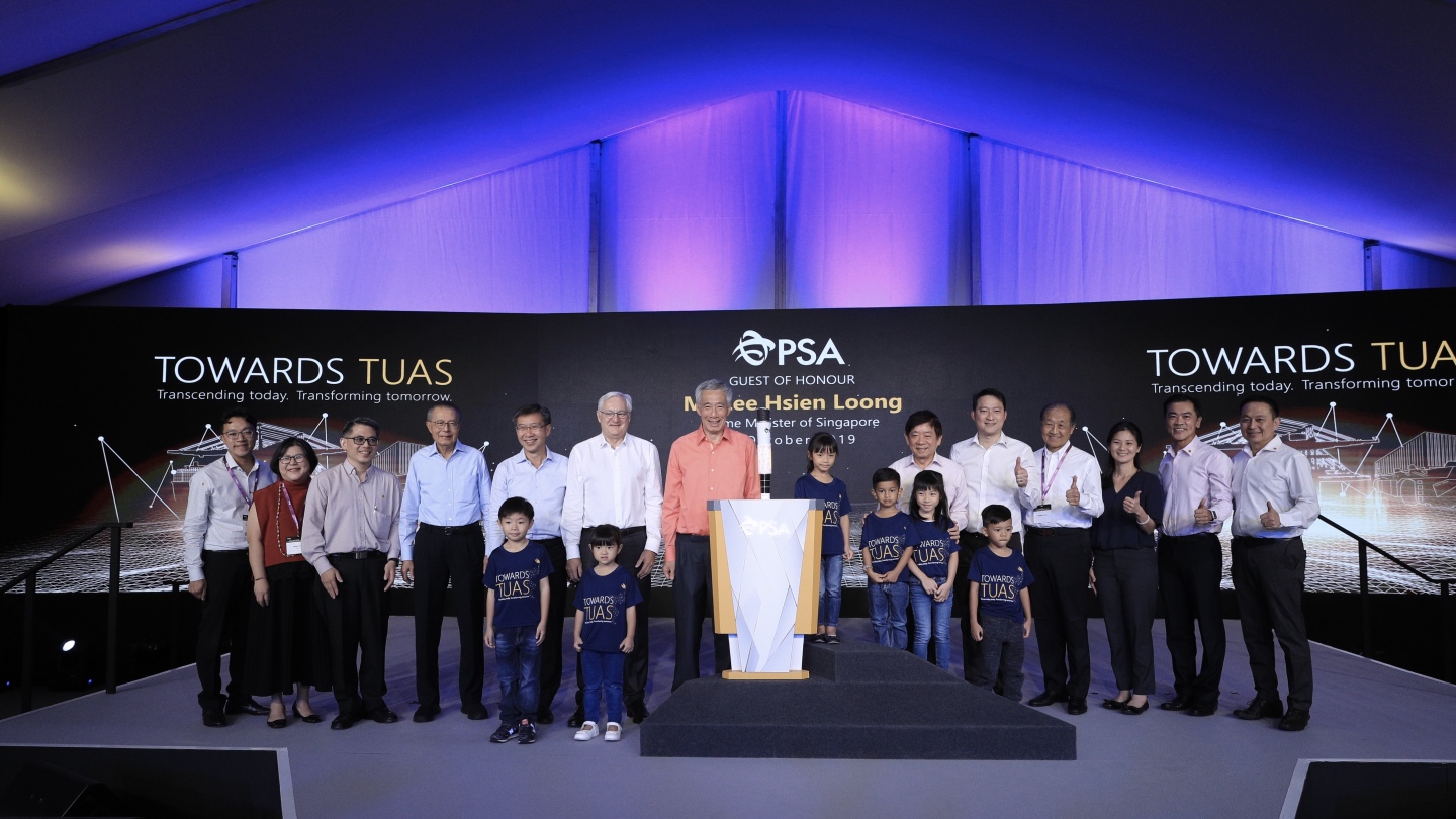 PM Lee Hsien Loong at the PSA's 'Towards Tuas' event on 3 Oct 2019.