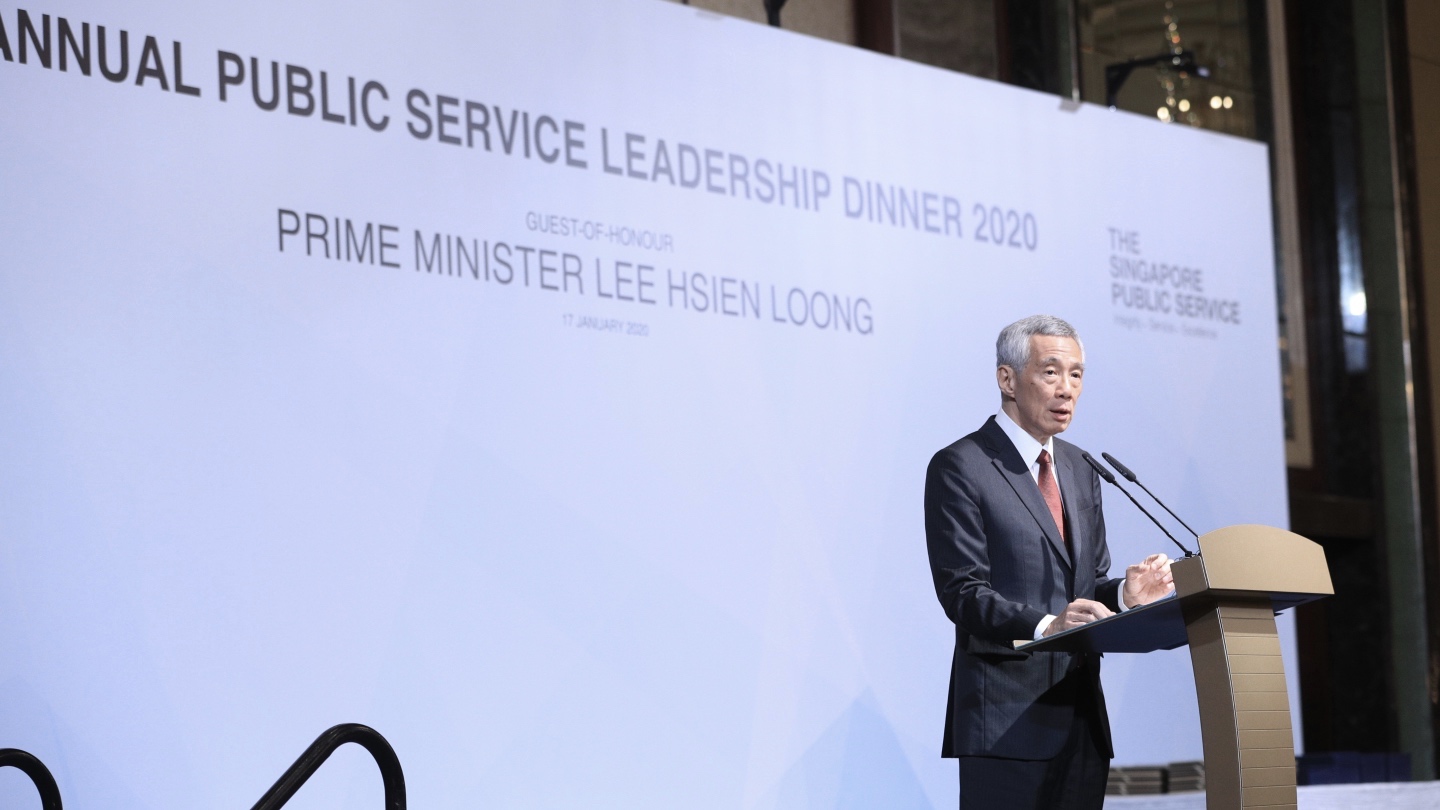 PM Lee Hsien Loong speaking at the Annual Public Service Leaders Dinner on 17 Jan 2020.