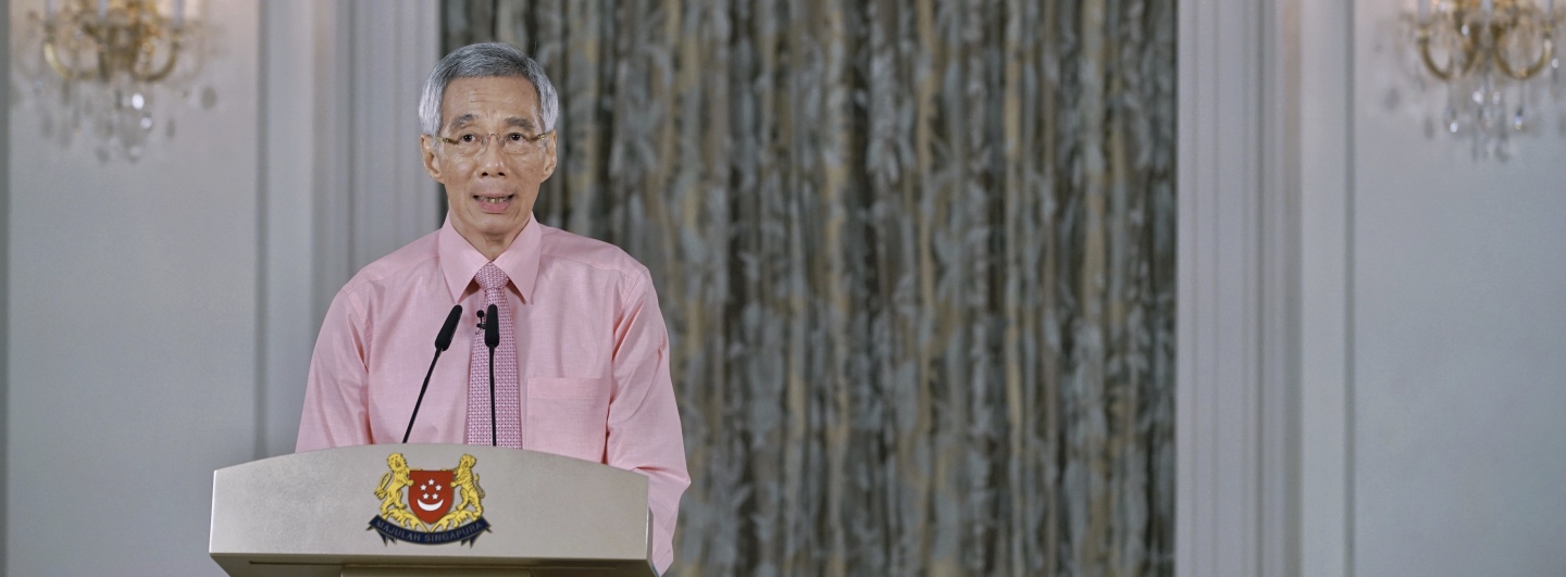 PM Lee Hsien Loong at the recording of his remarks on the COVID-19 outbreak in Singapore on 12 Mar 2020. 