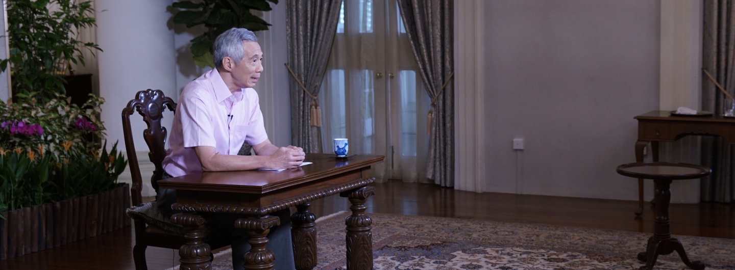 PM Lee Hsien Loong delivering his address on the COVID-19 situation in Singapore on 10 April 2020. 