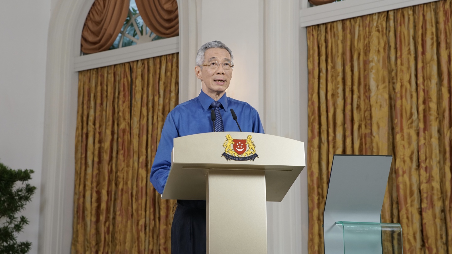PM Lee Hsien Loong speaking about the COVID-19 situation in Singapore on 21 Apr 2020.