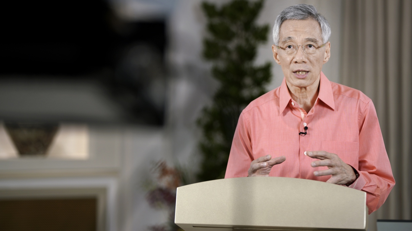 PM Lee Hsien Loong delivering his National Broadcast on Singapore's post-COVID-19 future, on 7 June 2020.