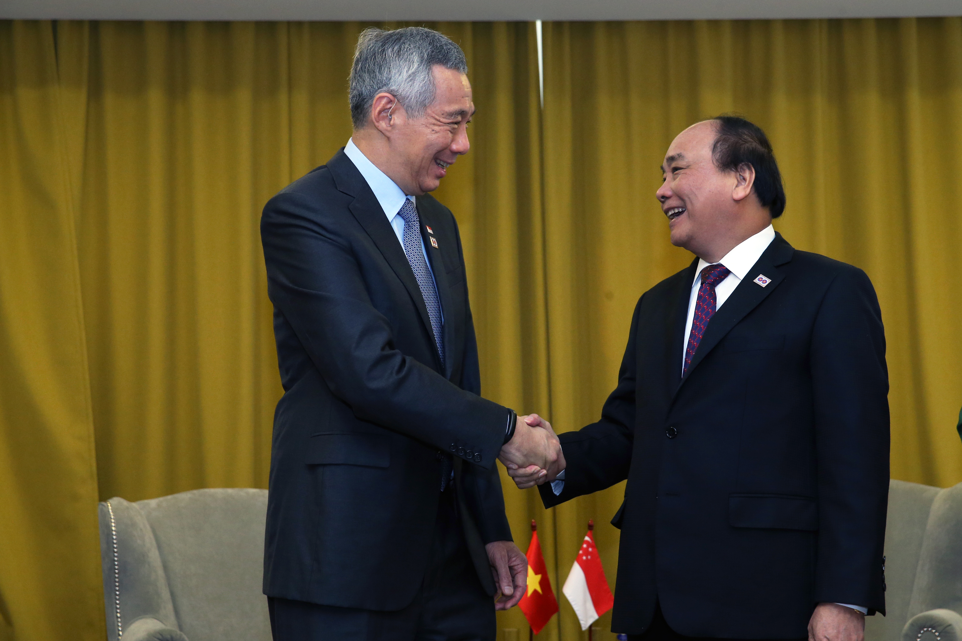 PM Lee Hsien Loong met with Vietnam PM Nguyen Xuan Phuc on the side-lines of the ASEAN Russia Commemorative Summit in May 2016 (MCI Photo by Kenji Soon)