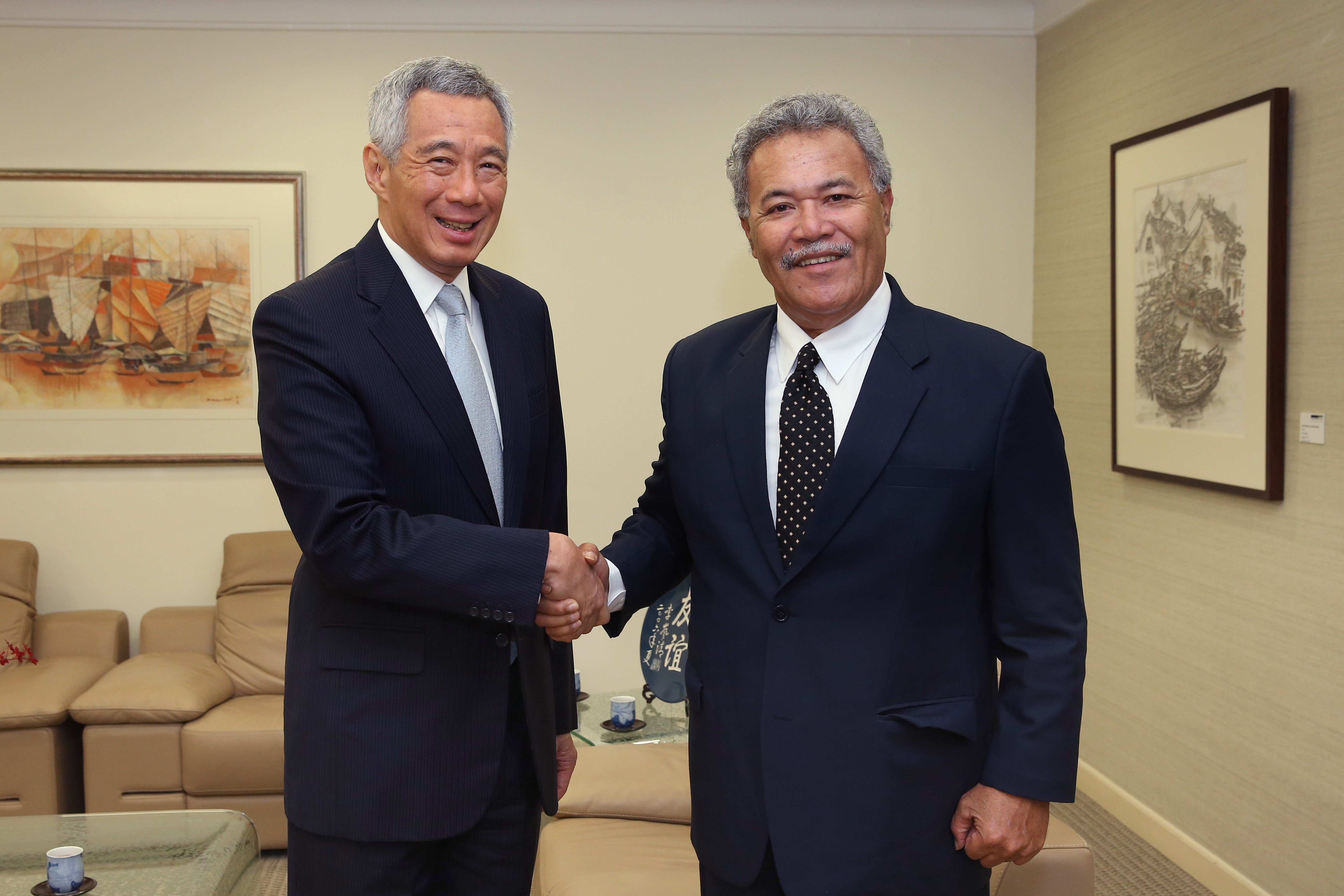 PM Lee Hsien Loong with Tuvalu PM Enele Sopoaga