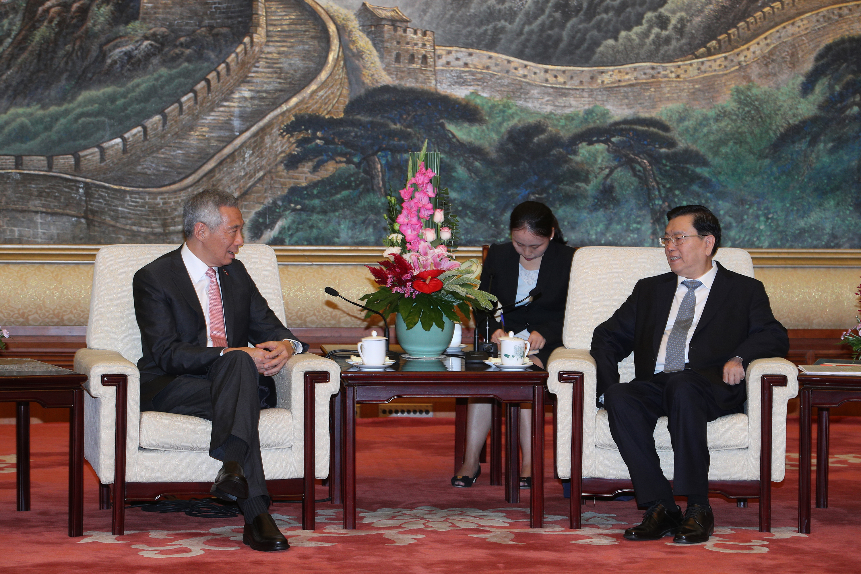 PM Lee Hsien Loong meeting Mr Zhang Dejiang on 20 Sep 2017 (MCI Photo by Chwee)