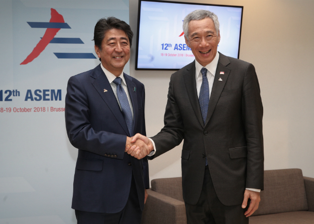 PM Lee meeting with Japanese Prime Minister Shinzo Abe. (MCI Photo by Chwee)