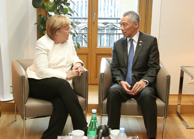 PM Lee meeting with German Chancellor Angela Merkel. (MCI Photo by Chwee)