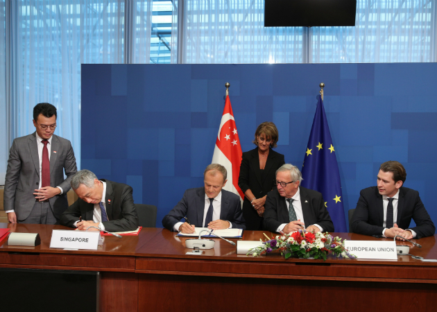 Signing of the EU-Singapore Free Trade Agreement. (MCI Photo by Chwee)